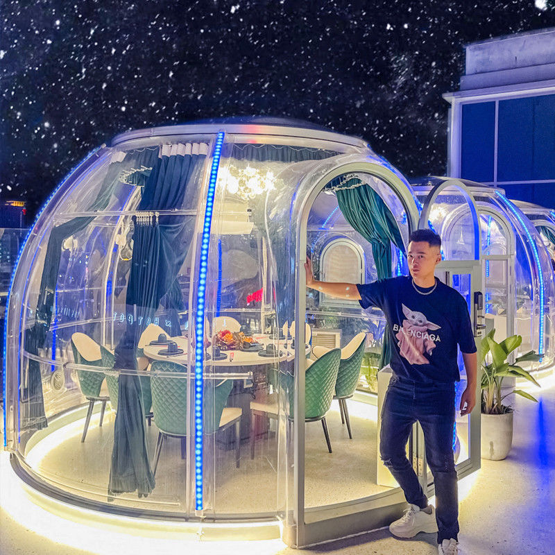 পার্টি এবং ইভেন্ট সহ 3m x 2.3m ক্লিয়ার ডোম হাউস ইগলু বুদ্বুদ তাঁবু